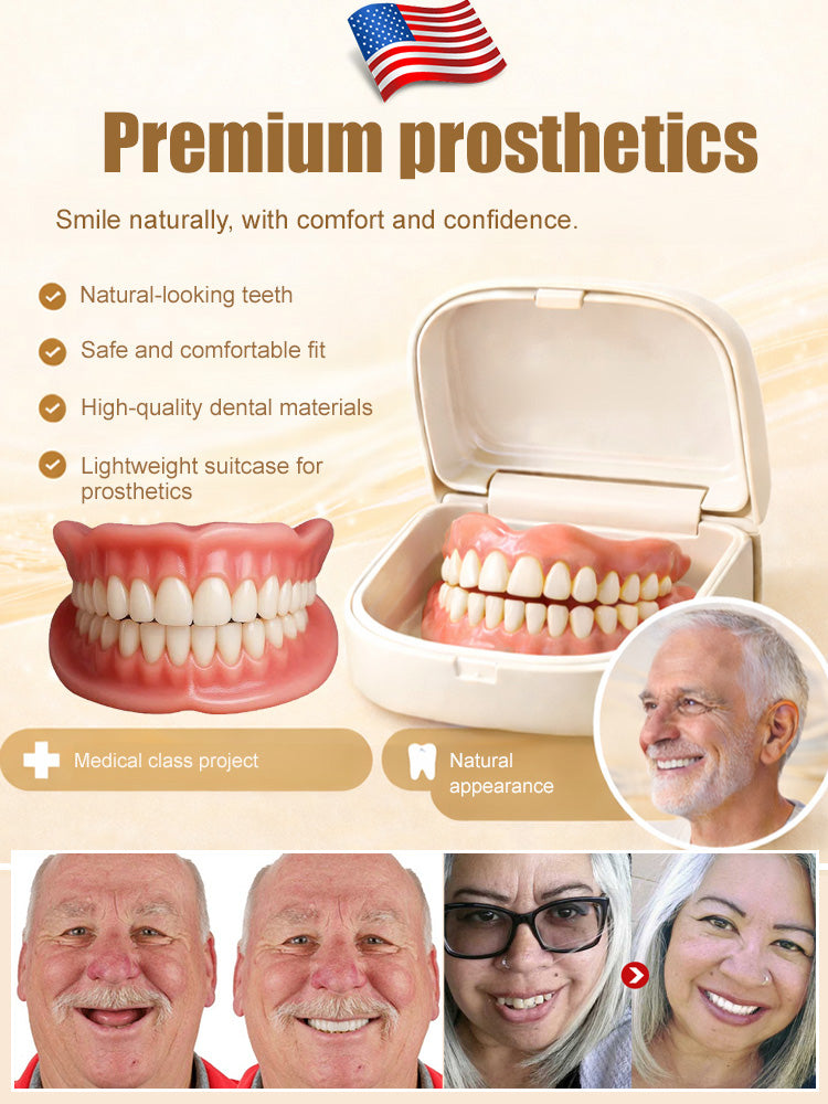 [Comes with Portable Denture Case] Regain Your Smile with Dentures