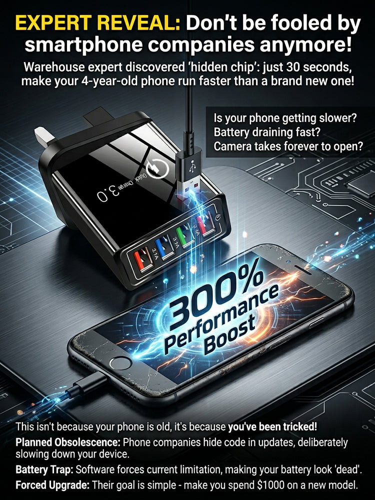 【Device Savior】Four-Port Travel Charger for Extended Phone Battery Life