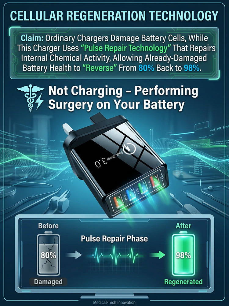【Device Savior】Four-Port Travel Charger for Extended Phone Battery Life