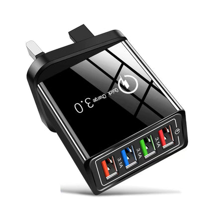 【Device Savior】Four-Port Travel Charger for Extended Phone Battery Life