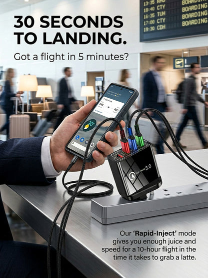 【Device Savior】Four-Port Travel Charger for Extended Phone Battery Life