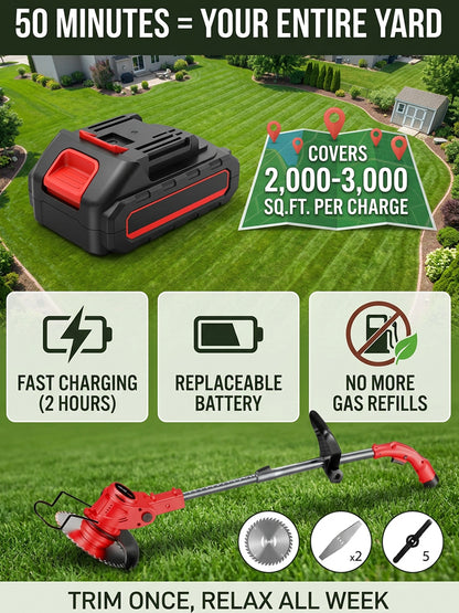 【Ultra-long Endurance】Electric Folding Lawn Mower丨Clear 10 Acres in One Morning