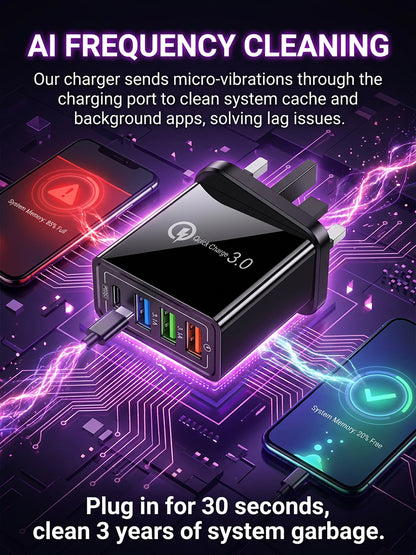 【Device Savior】Four-Port Travel Charger for Extended Phone Battery Life