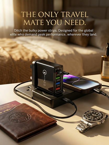 【Device Savior】Four-Port Travel Charger for Extended Phone Battery Life