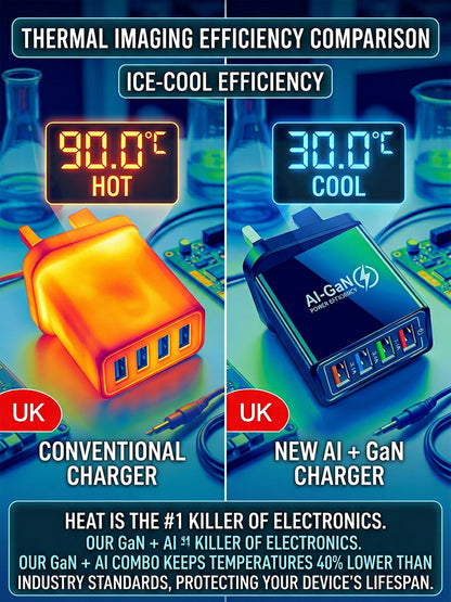 【Device Savior】Four-Port Travel Charger for Extended Phone Battery Life