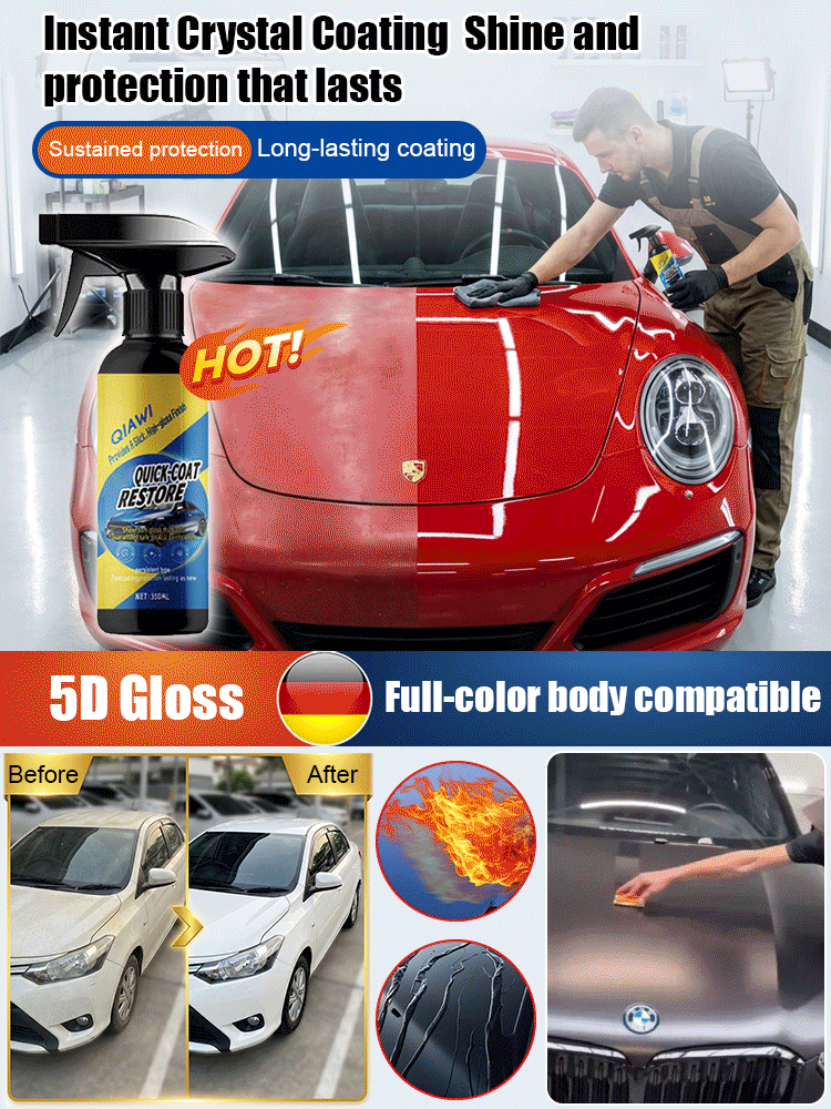 🌐Ultimate 6-in-1 Car Nano Coating Spray | Hydrophobic Ceramic Shield, Scratch Repair & High-Gloss Shine | Waterless Wash & UV Protection