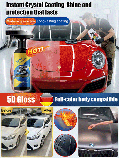 🌐Ultimate 6-in-1 Car Nano Coating Spray | Hydrophobic Ceramic Shield, Scratch Repair & High-Gloss Shine | Waterless Wash & UV Protection